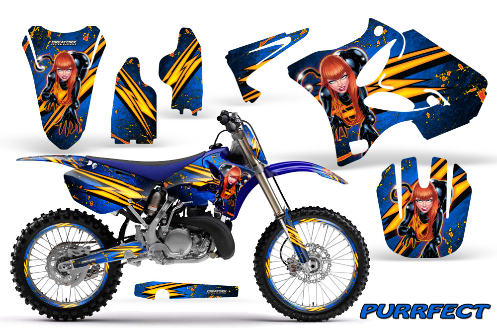 Yamaha YZ125-YZ250 02-12 Graphics Kit Purrfect Blue NP Rims